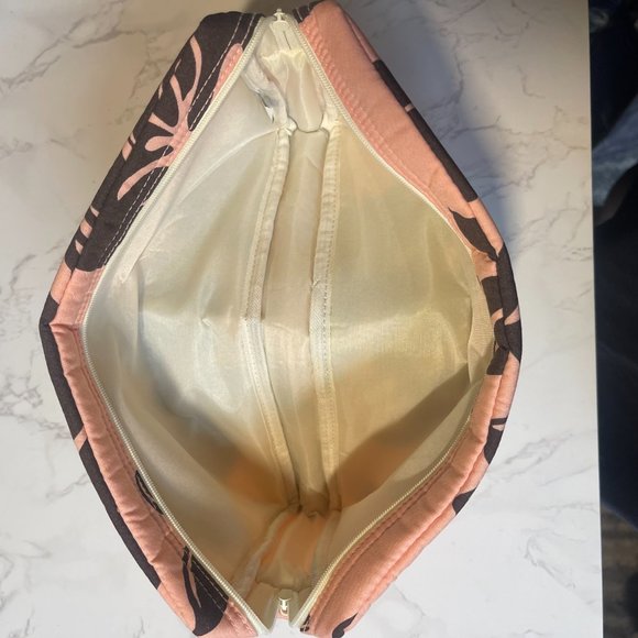 Zippered pouch with handle - Tropical floral design in peach - Picture 5 of 5